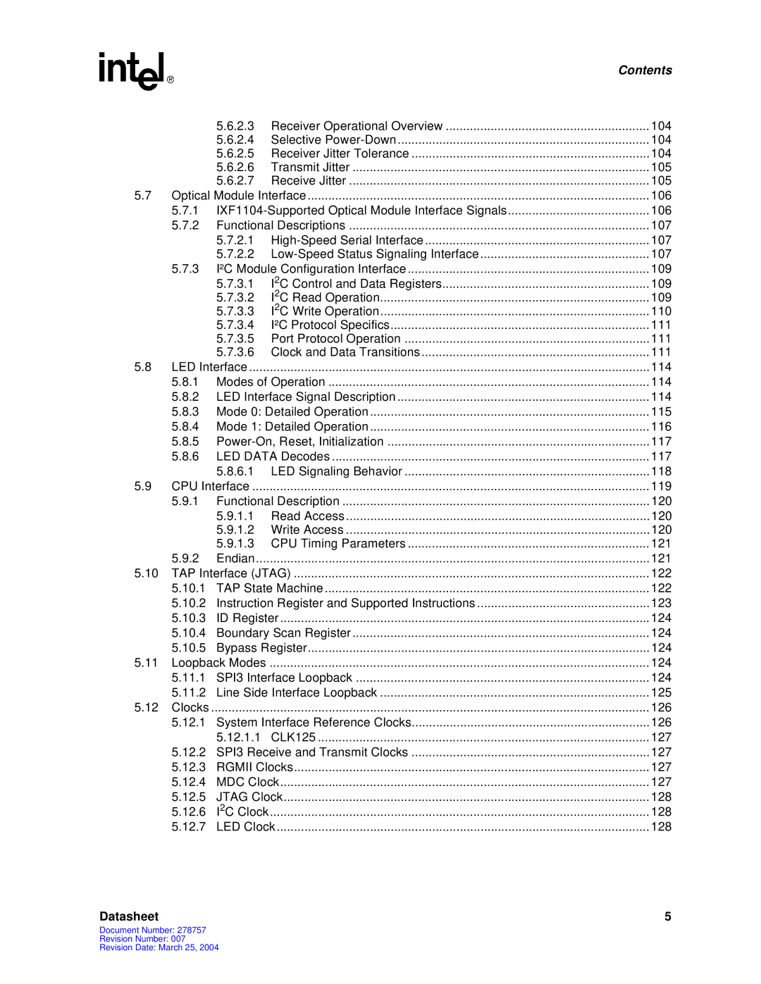 Intel IXF1104 manual 