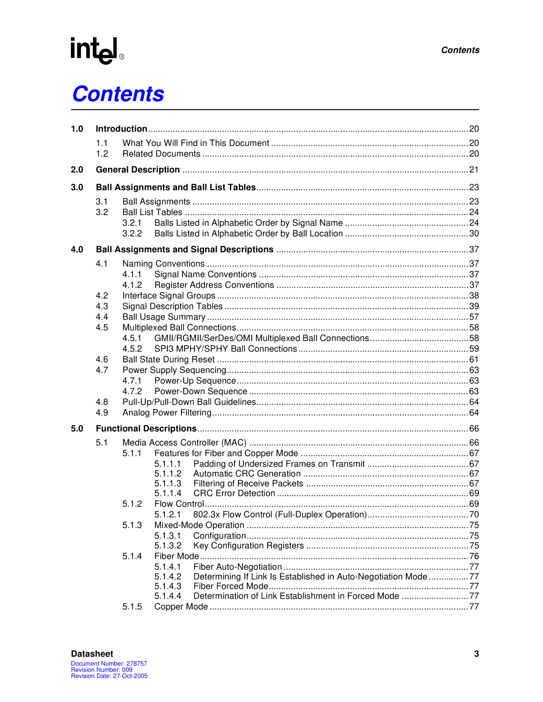 Intel IXF1104 manual Contents 