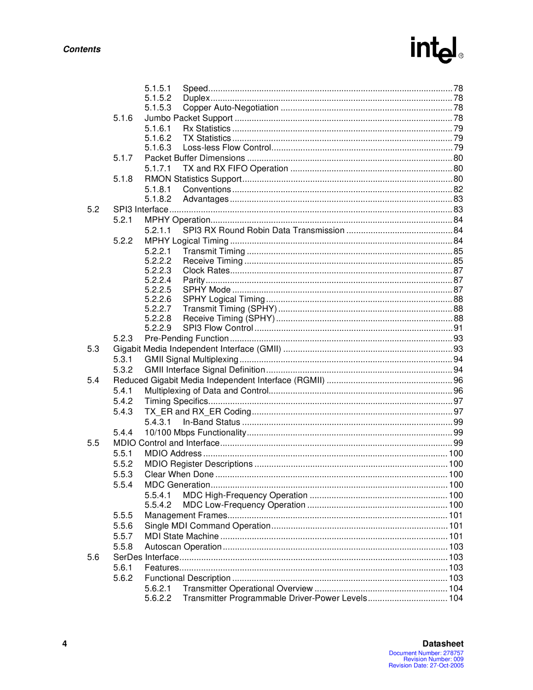 Intel IXF1104 manual 5.1 