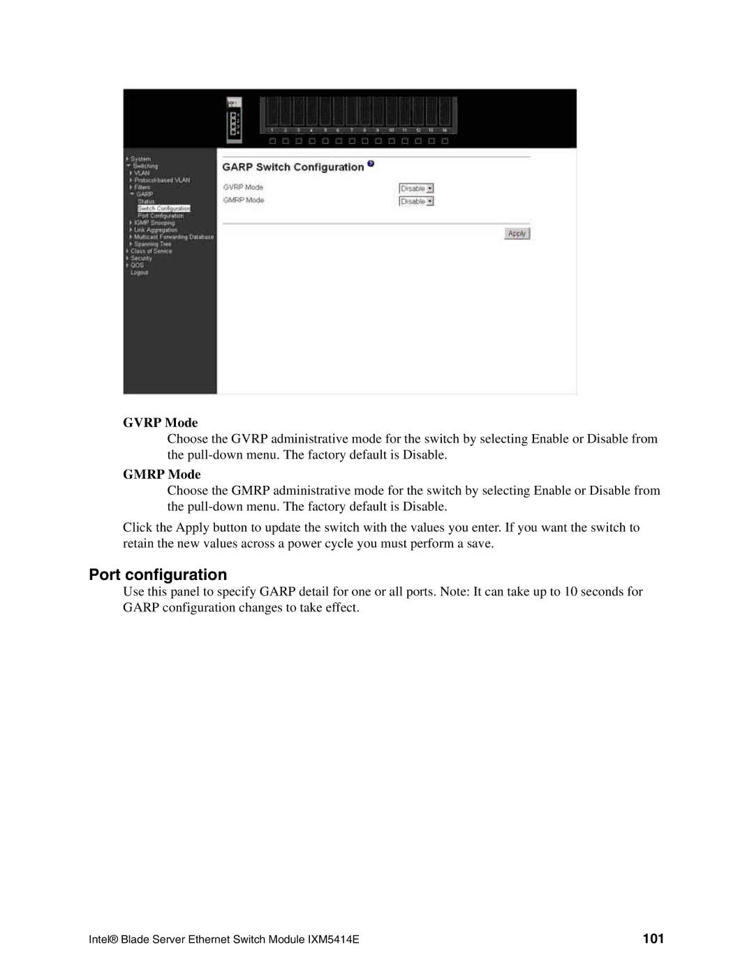 Intel IXM5414E manual Gvrp Mode, Gmrp Mode, 101 