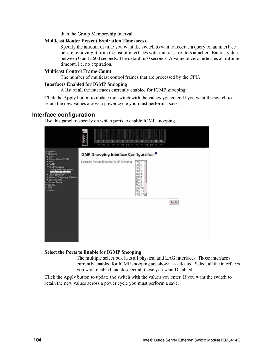 Intel IXM5414E manual Interface configuration, 104 