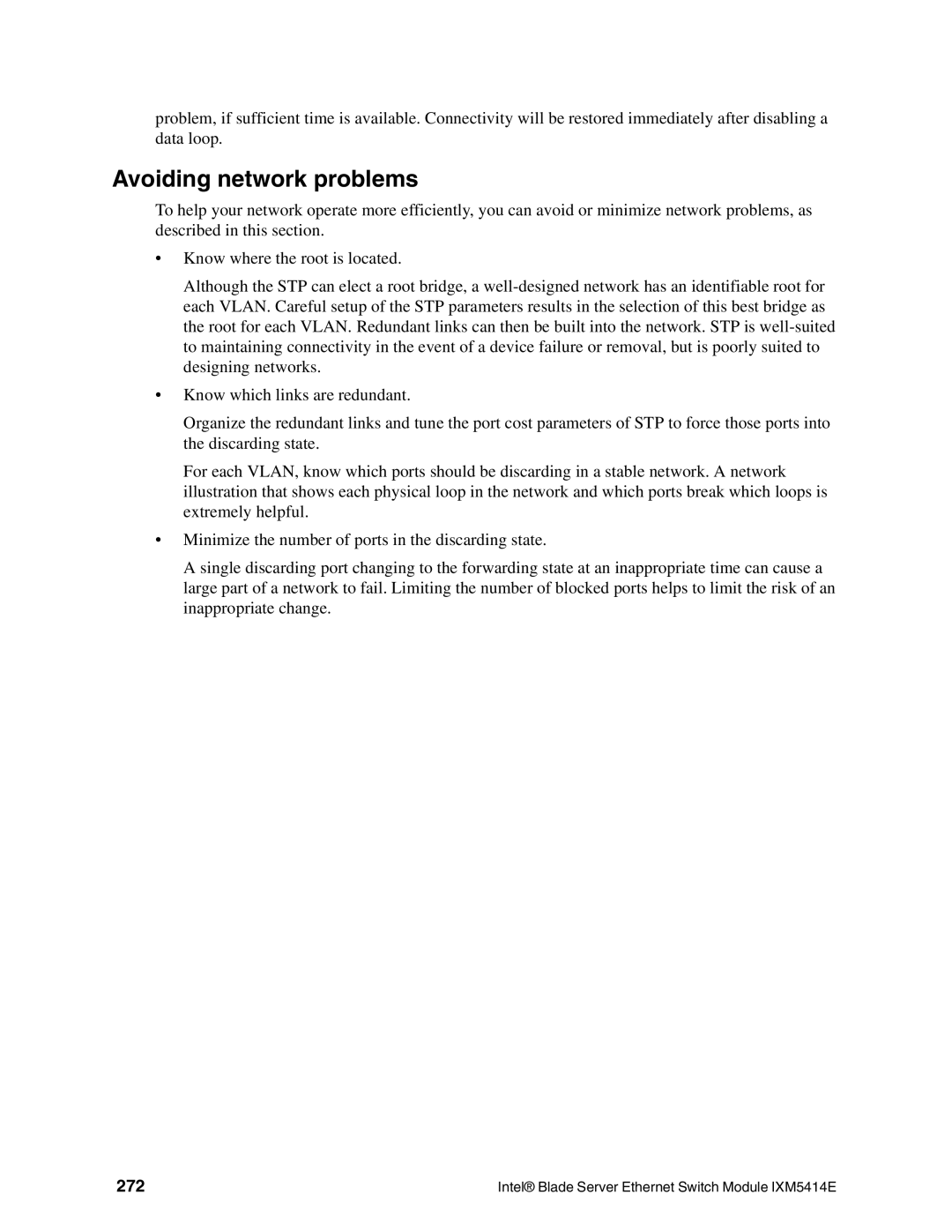 Intel IXM5414E manual Avoiding network problems, 272 