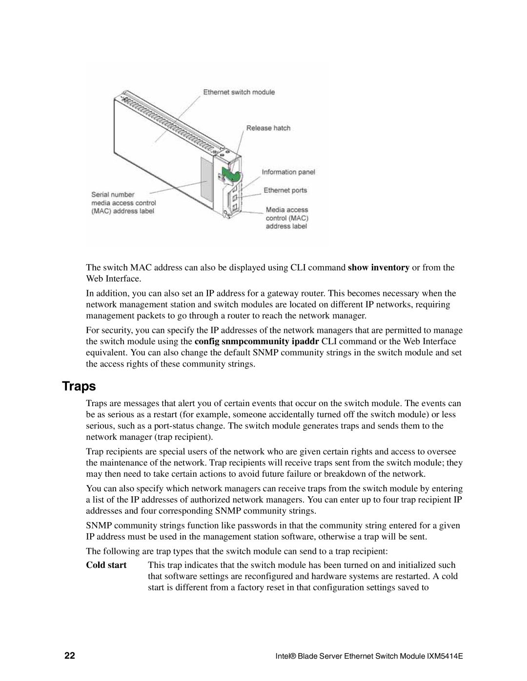 Intel IXM5414E manual Traps 