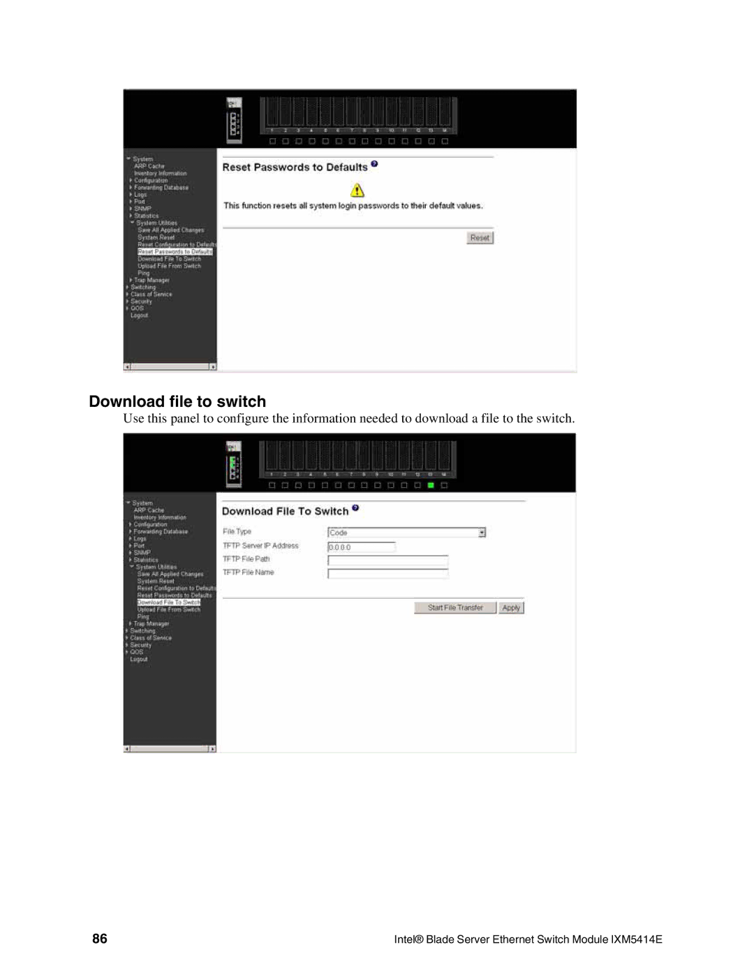 Intel IXM5414E manual Download file to switch 