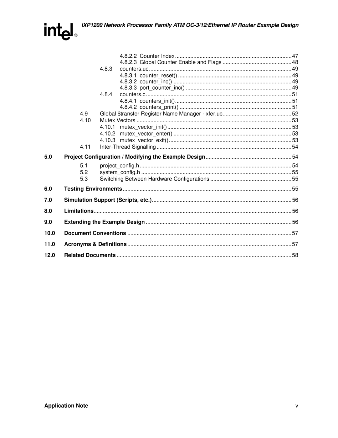 Intel IXP1200 manual Limitations 