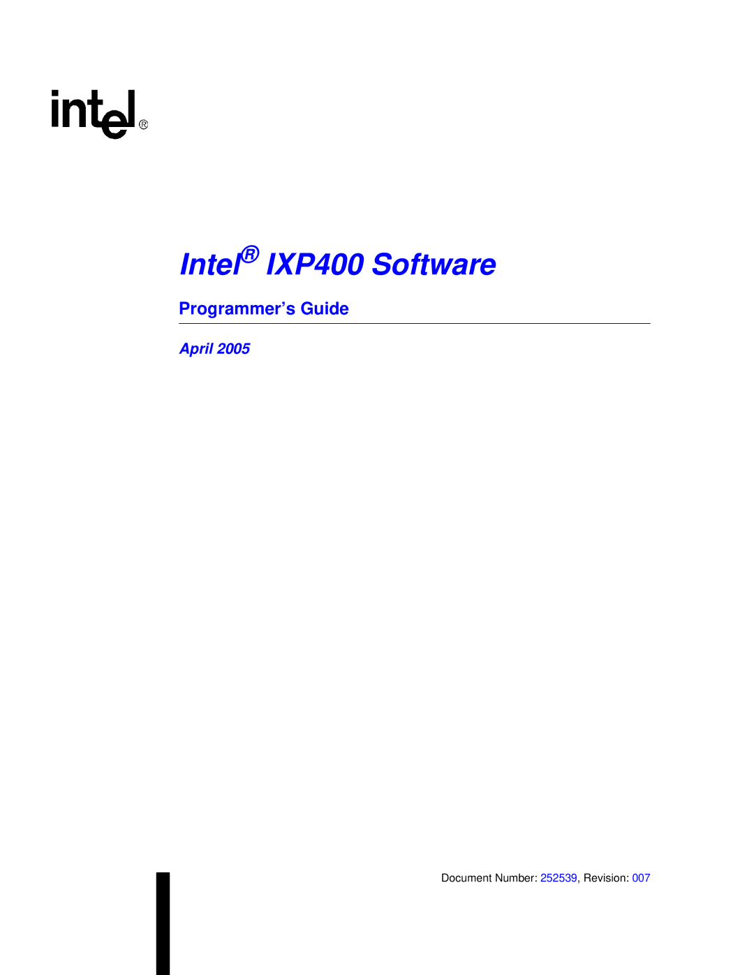 Intel manual Intel IXP400 Software, Programmer’s Guide 