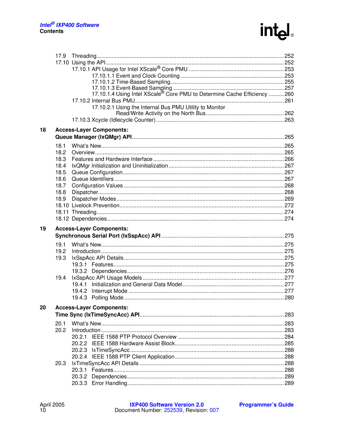 Intel IXP400 manual 17.9 