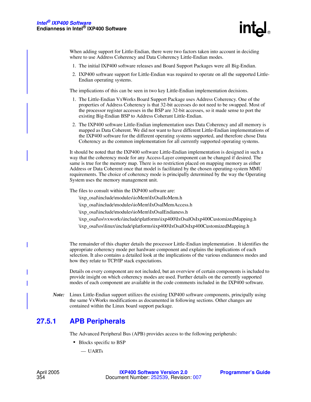 Intel IXP400 manual APB Peripherals 