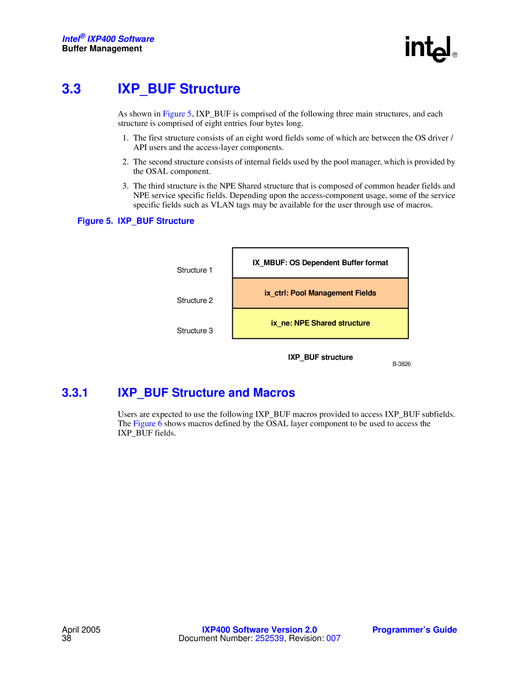 Intel IXP400 manual Ixpbuf Structure and Macros 