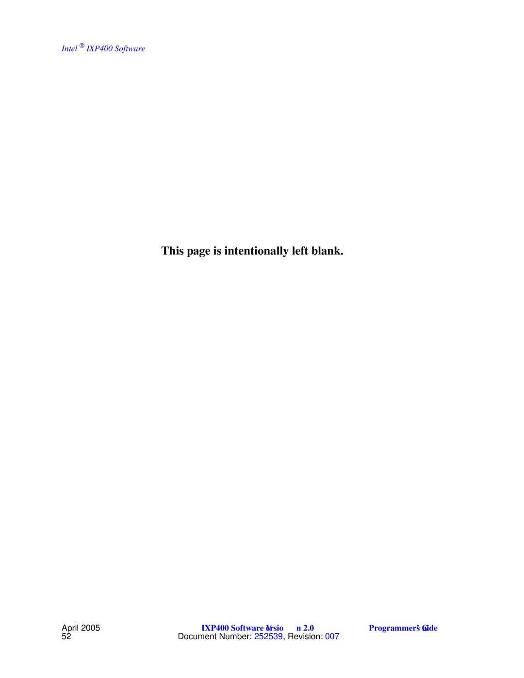 Intel IXP400 manual This page is intentionally left blank 