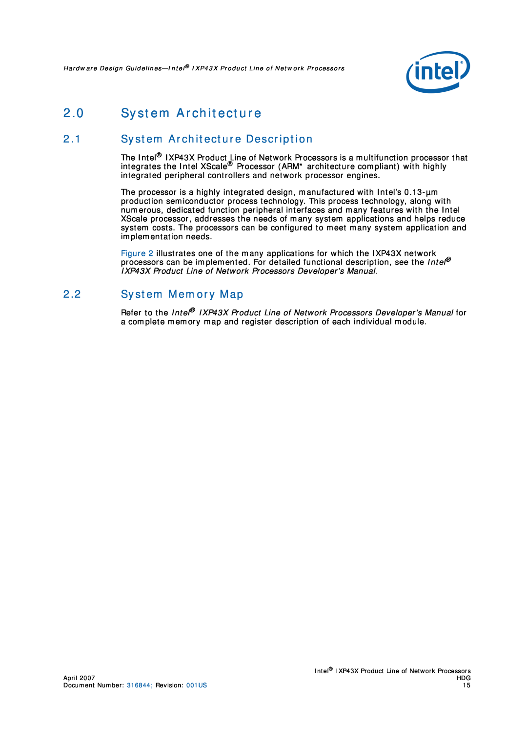 Intel IXP43X manual System Architecture Description, System Memory Map 