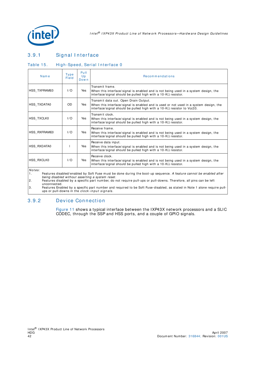 Intel IXP43X manual High-Speed, Serial Interface, HSSTXDATA0, HSSTXCLK0, HSSRXDATA0, HSSRXCLK0 