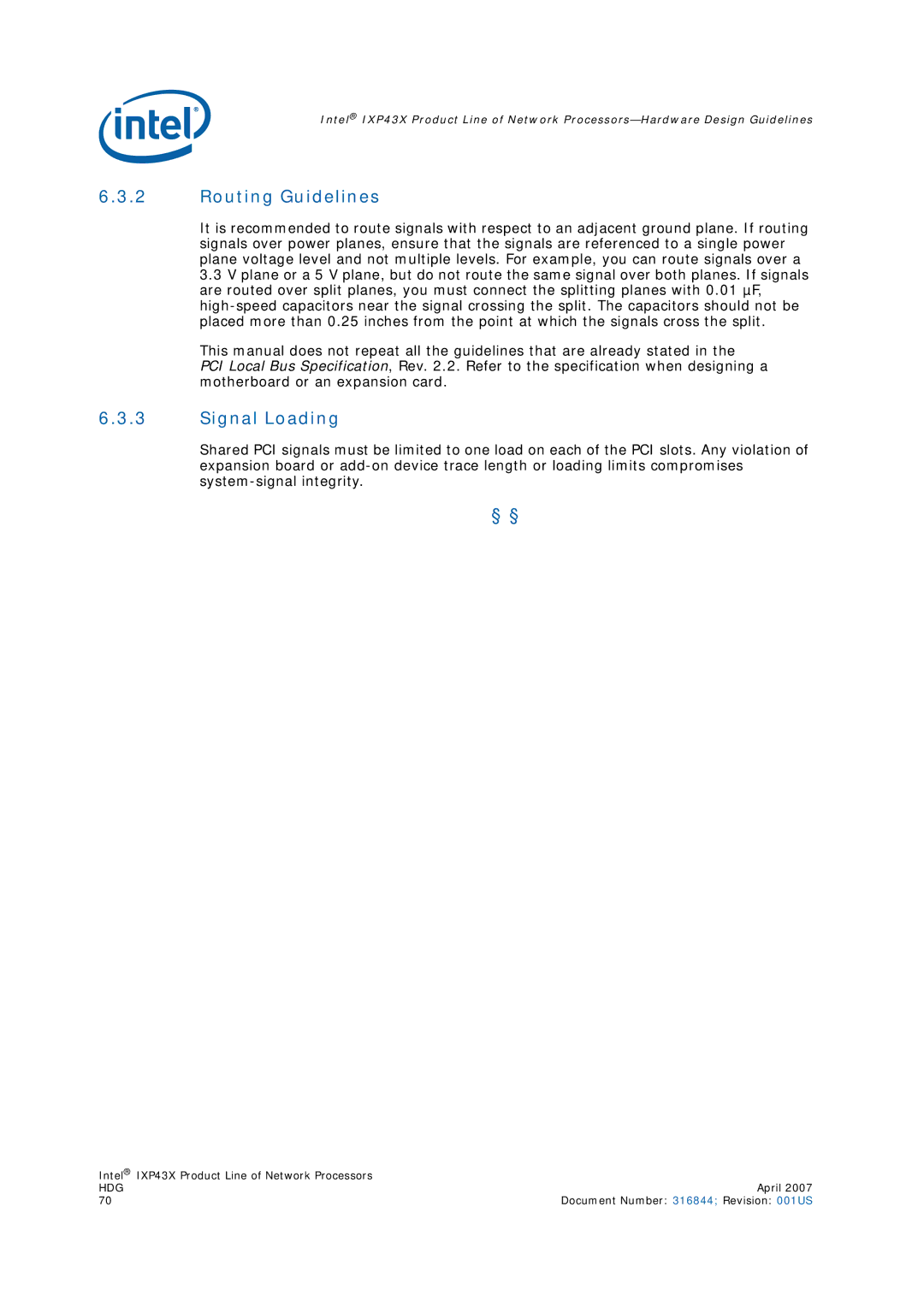 Intel IXP43X manual Routing Guidelines, Signal Loading 