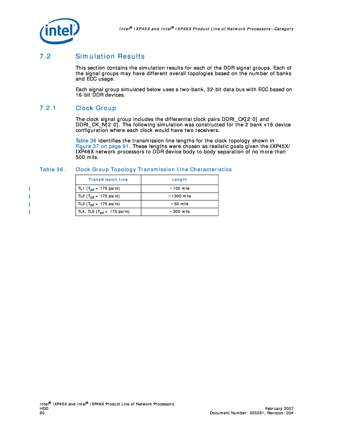 Intel IXP46X, IXP45X manual 7.2Simulation Results, 7.2.1Clock Group 