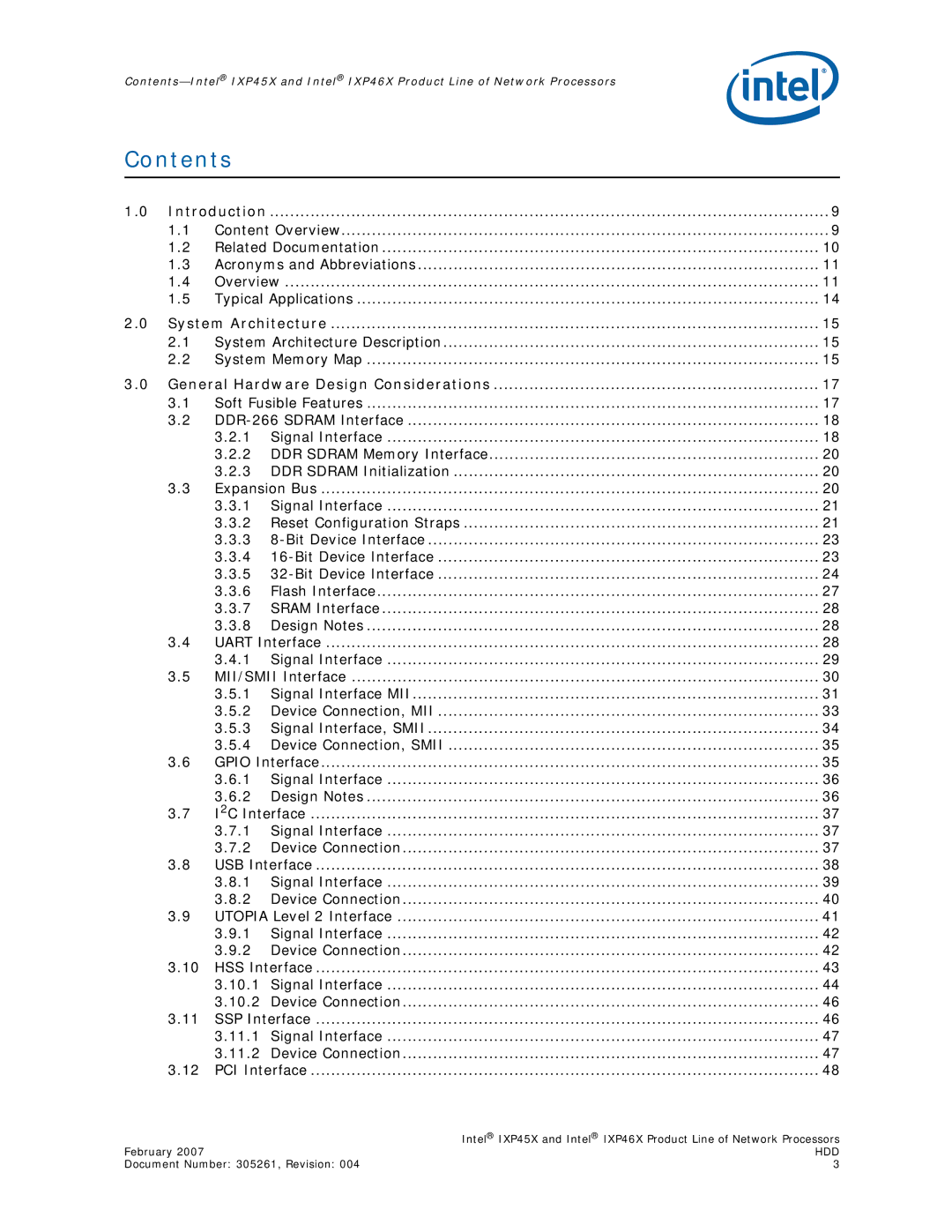 Intel IXP45X, IXP46X manual Contents 