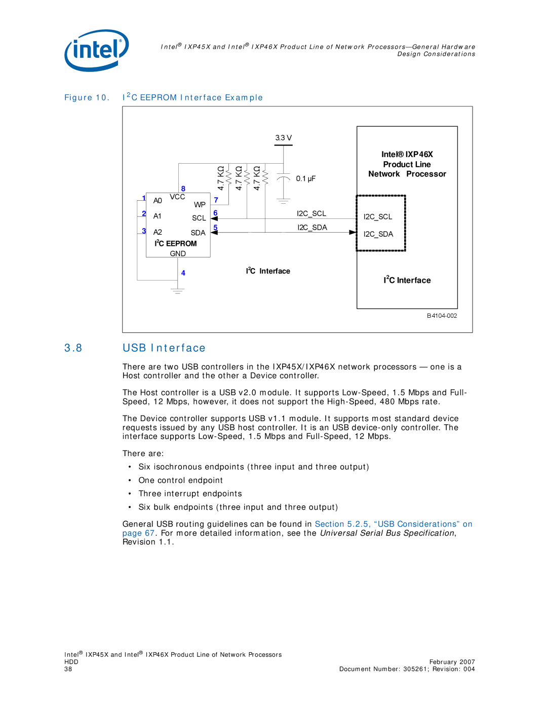 Intel IXP46X, IXP45X manual USB Interface, I2C Eeprom Interface Example 