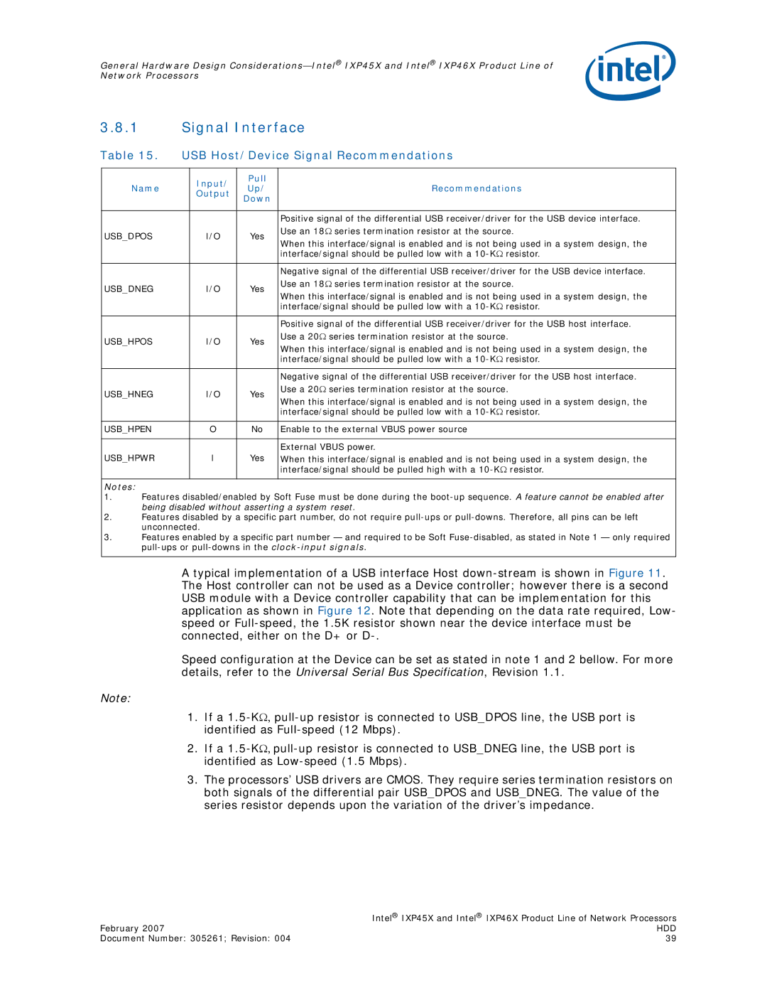 Intel IXP45X, IXP46X manual USB Host/Device Signal Recommendations 