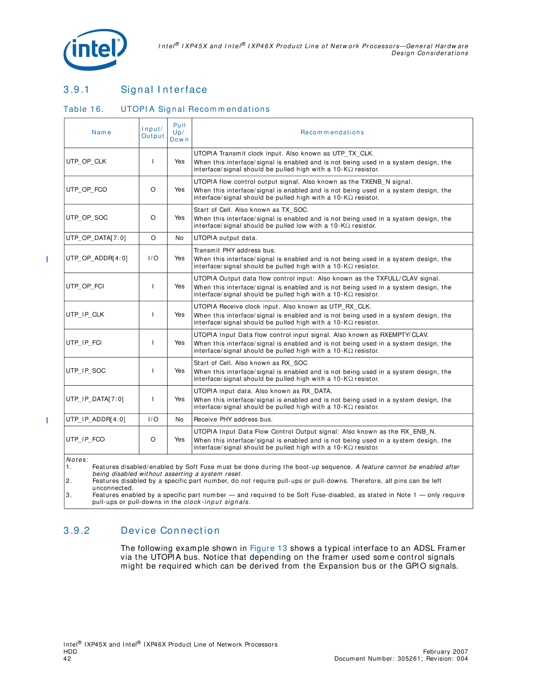 Intel IXP46X, IXP45X manual Utopia Signal Recommendations 