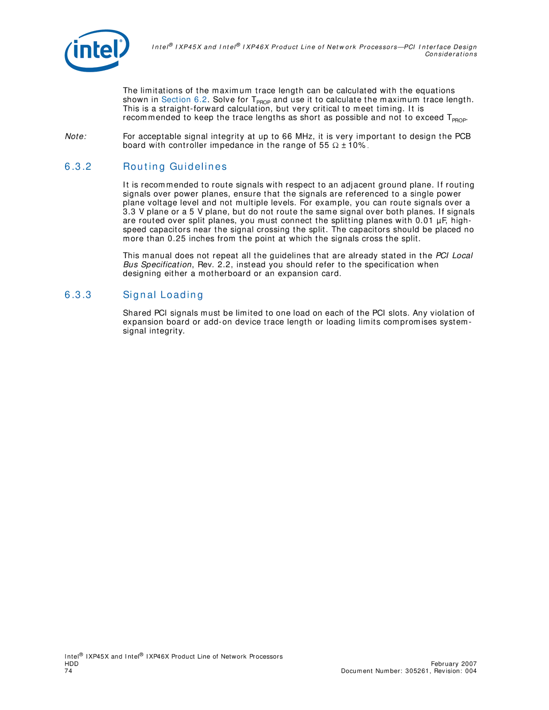 Intel IXP46X, IXP45X manual Routing Guidelines, Signal Loading 