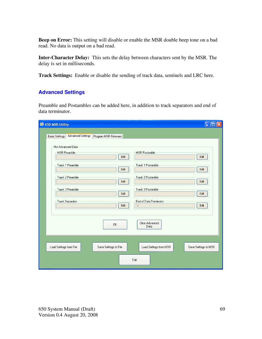 Intel J2 650 system manual Advanced Settings 