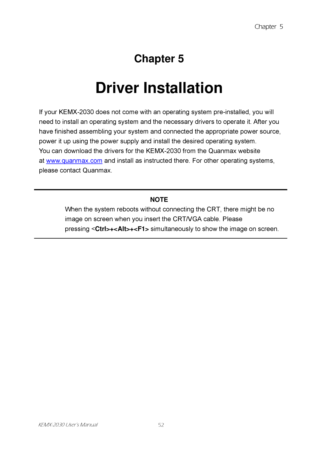 Intel KEMX-2030 user manual Driver Installation 