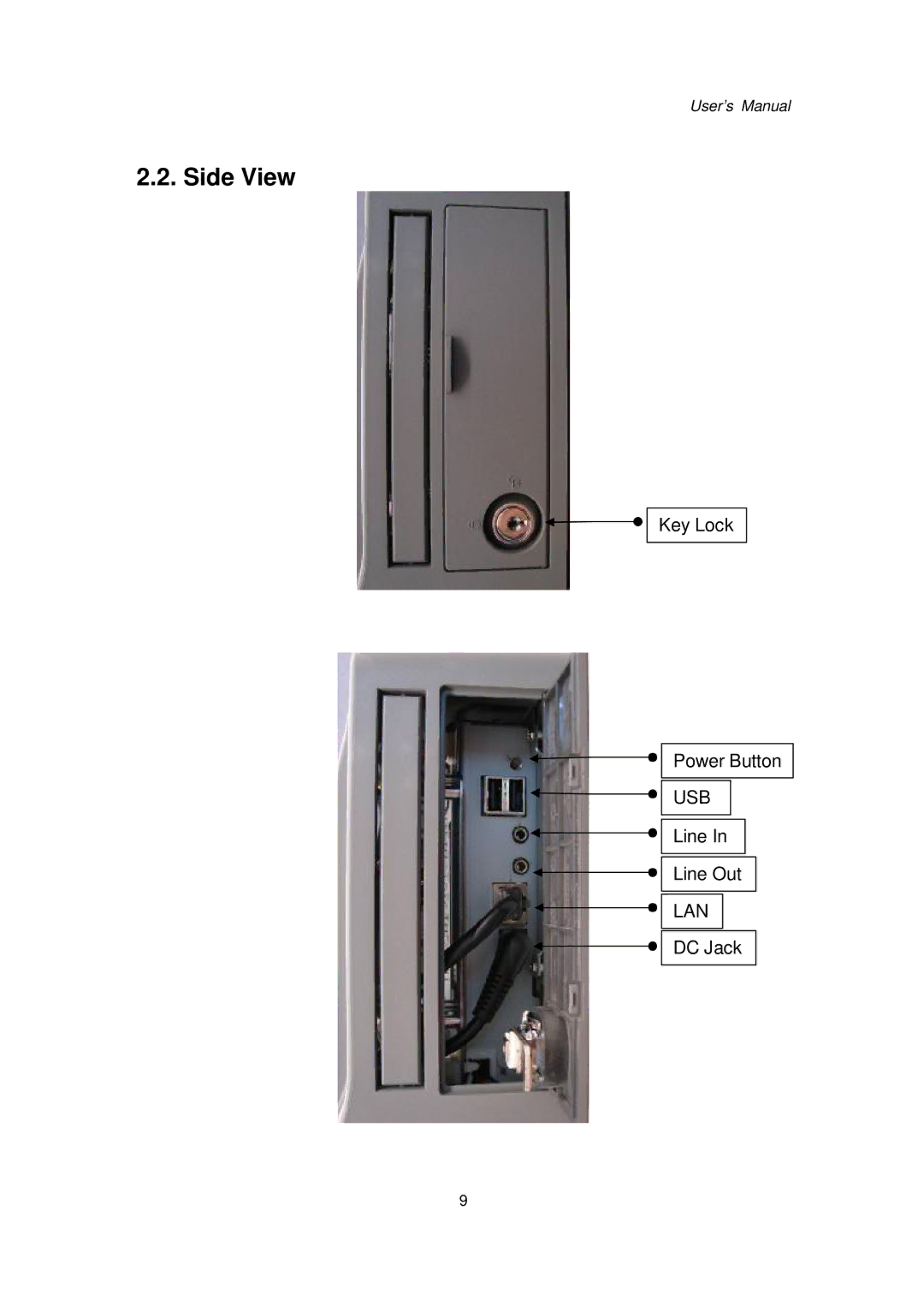 Intel Kiosk Hardware System, 48201201 user manual Side View 