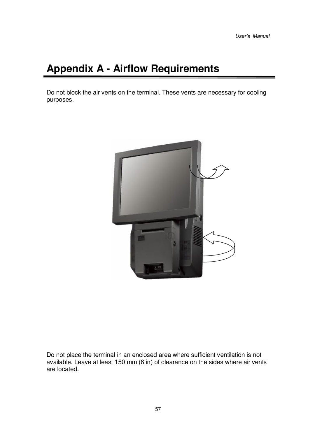 Intel Kiosk Hardware System, 48201201 user manual Appendix a Airflow Requirements 