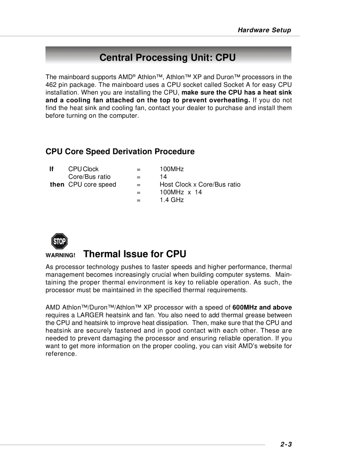 Intel KM4AM, KM4M, MS-6734, G52-M6734XD manual Central Processing Unit CPU, CPU Core Speed Derivation Procedure, Then 