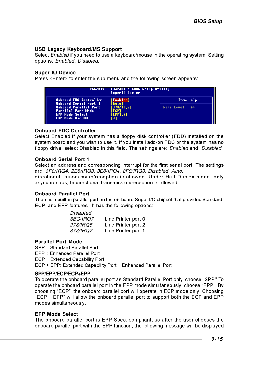 Intel KM4M, KM4AM, MS-6734, G52-M6734XD manual Spp/Epp/Ecp/Ecp+Epp 