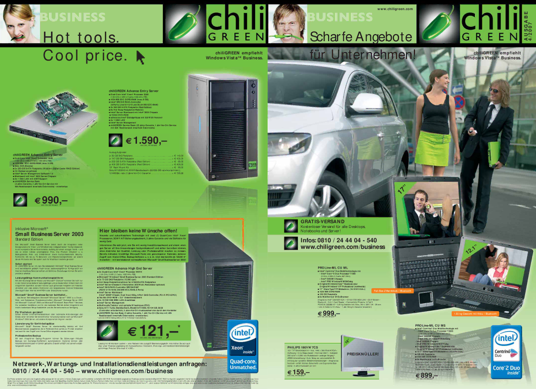 Intel Laptop PC manual ChiliGREEN Advance Entry Server, ChiliGREEN Advance High End Server, PROLine-ML CU ML 
