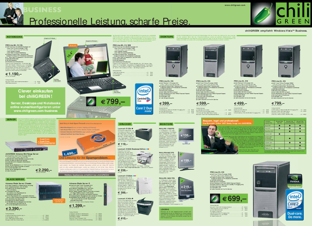 Intel Laptop PC manual Philips 170S7FS, PHILIPS190C7FS, Philips 190X7FB, Leasing 