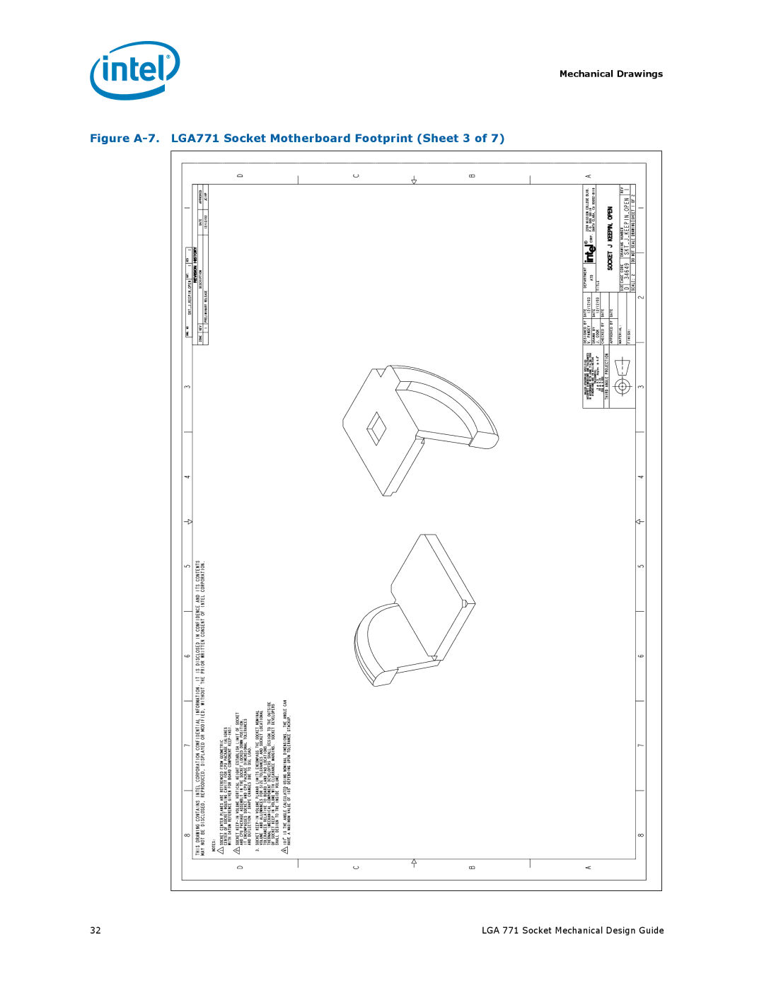 Intel LGA 771 manual Figure A-7. LGA771 Socket Motherboard Footprint Sheet 3 