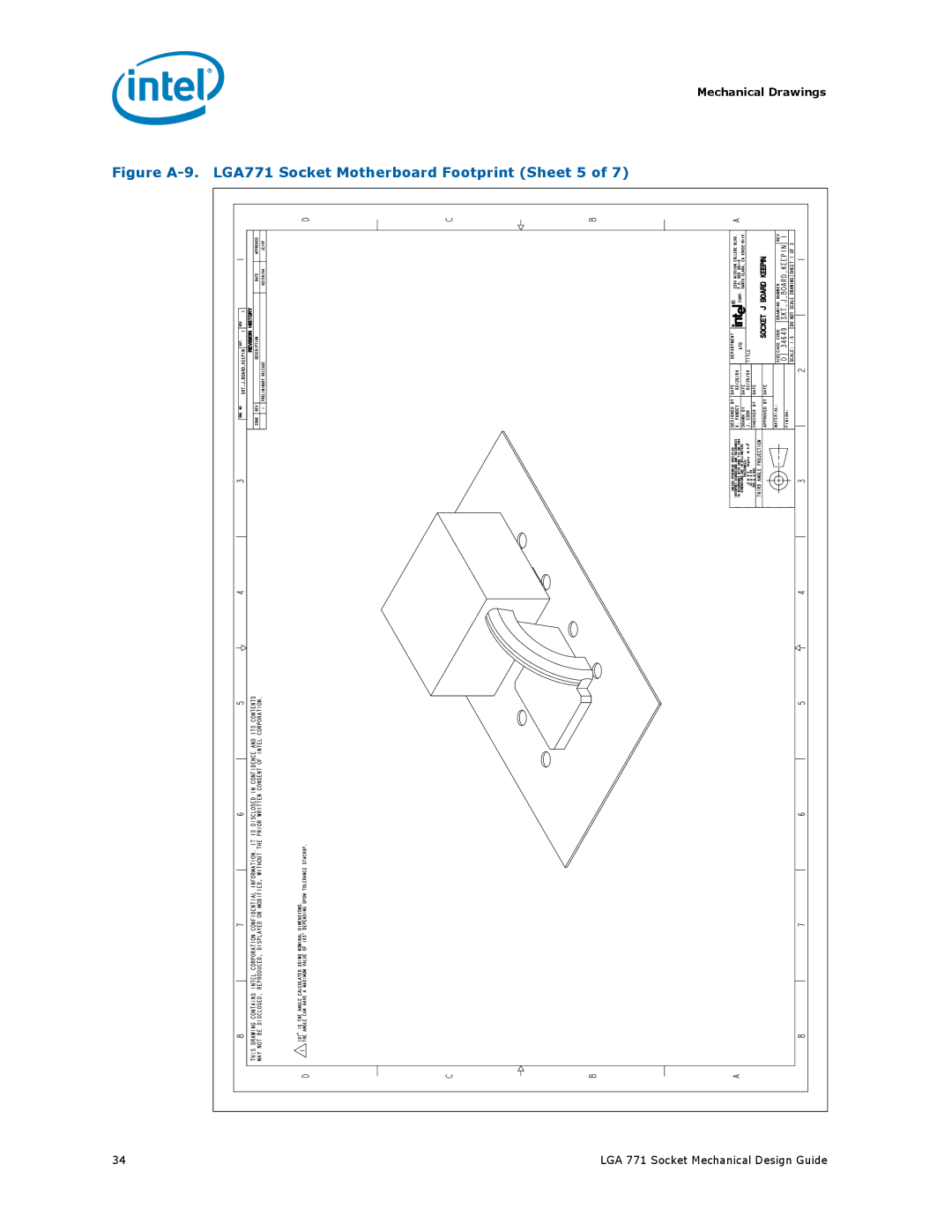 Intel LGA 771 manual Figure A-9. LGA771 Socket Motherboard Footprint Sheet 5 