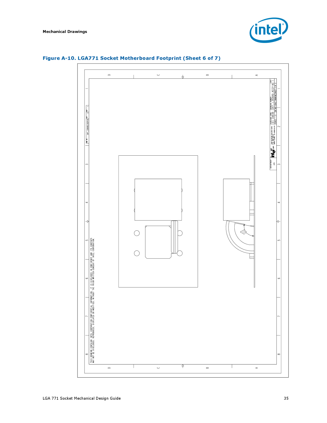 Intel LGA 771 manual Figure A-10. LGA771 Socket Motherboard Footprint Sheet 6 