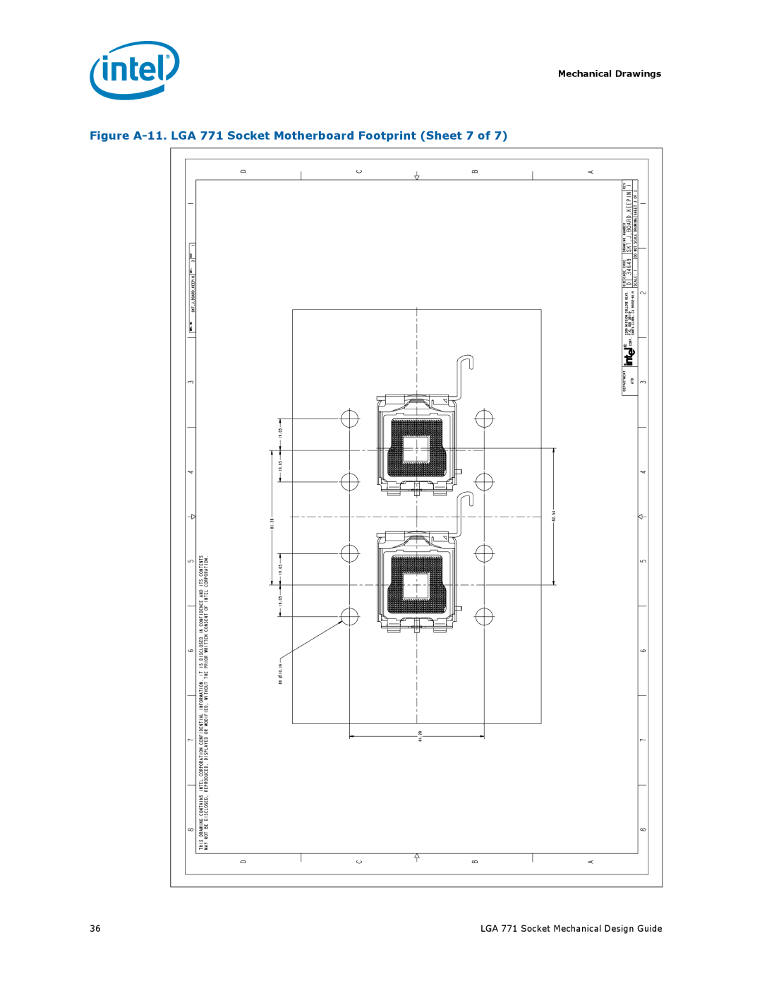 Intel manual Figure A-11. LGA 771 Socket Motherboard Footprint Sheet 7 