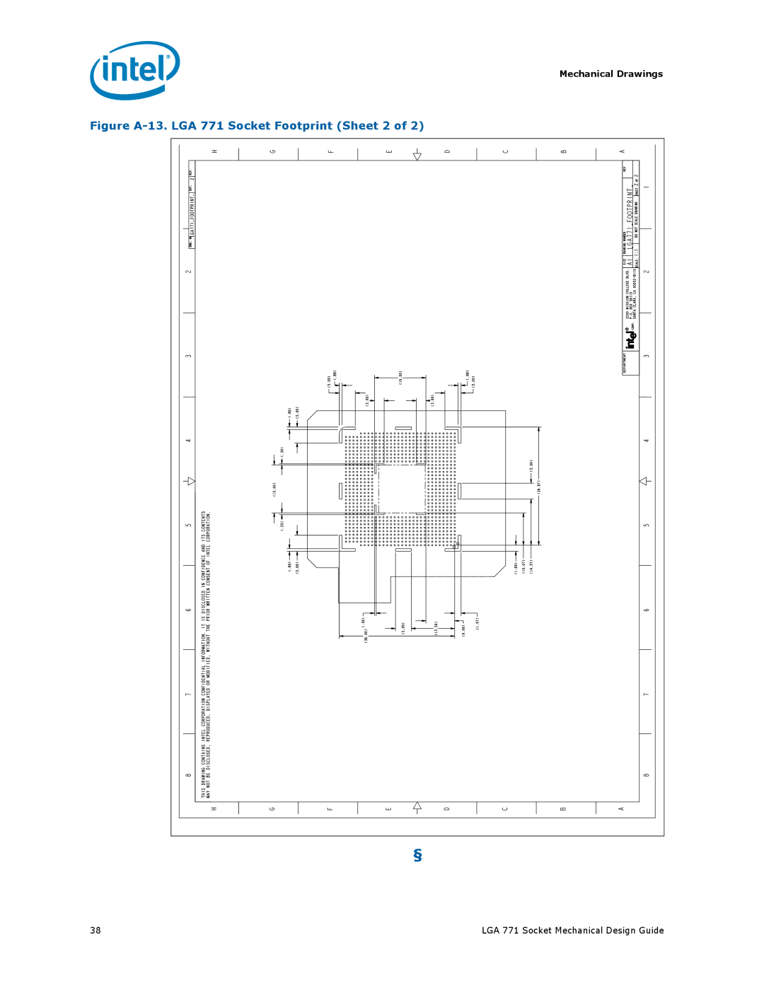 Intel manual Figure A-13. LGA 771 Socket Footprint Sheet 2 