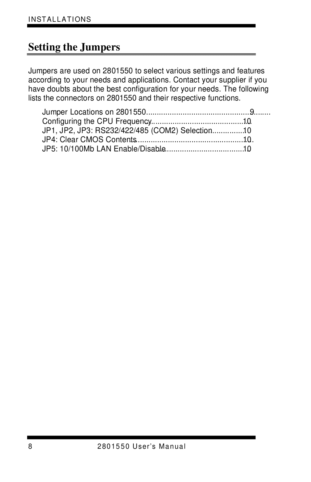 Intel LGA775 user manual Setting the Jumpers 