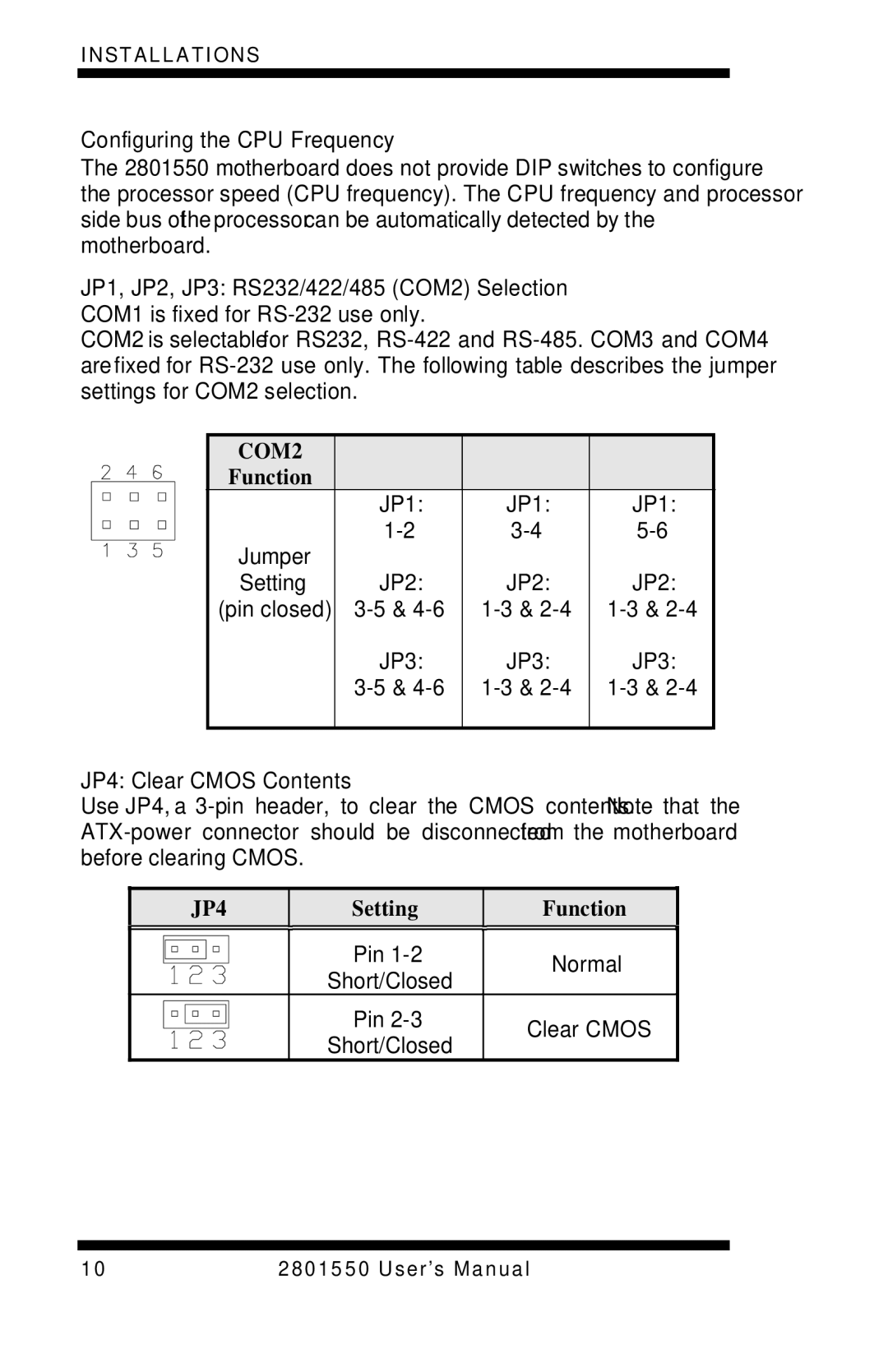 Intel LGA775 user manual Configuring the CPU Frequency, JP4 Clear Cmos Contents 