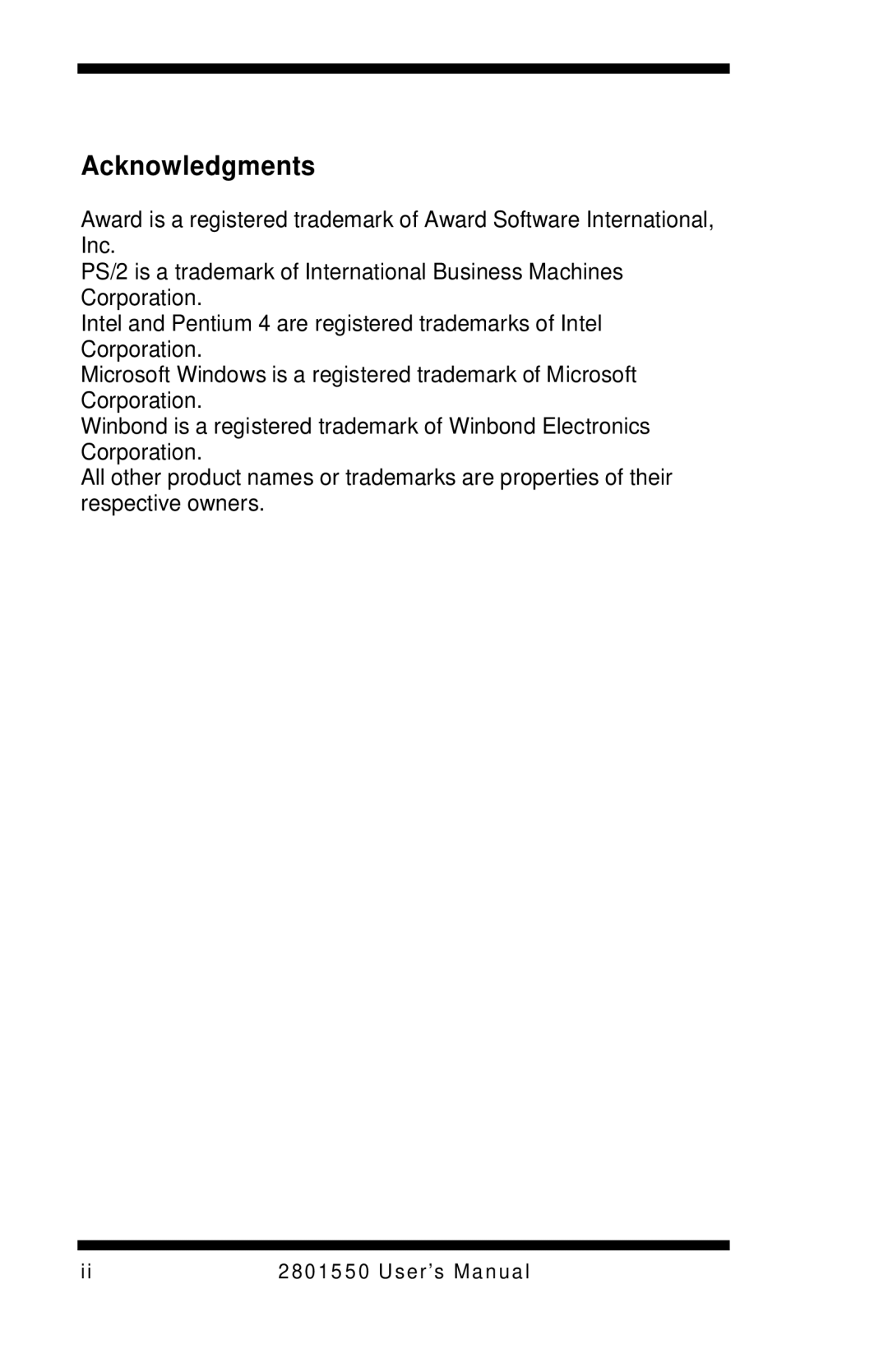 Intel LGA775 user manual Acknowledgments 