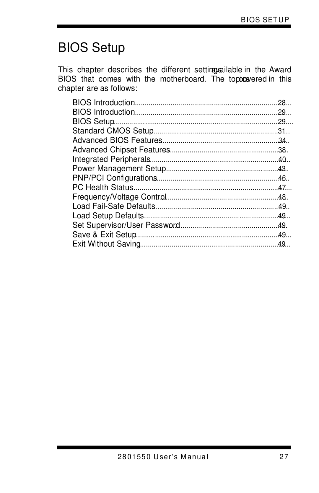 Intel LGA775 user manual Bios Setup 