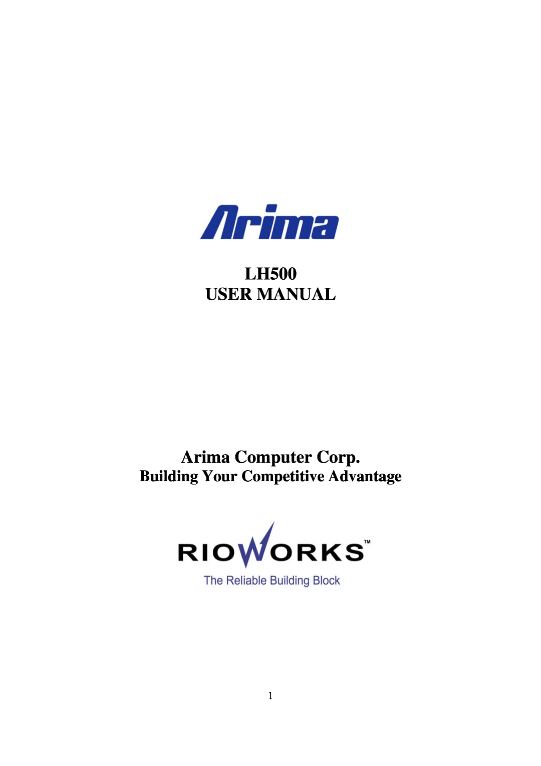 Intel user manual LH500 USER MANUAL Arima Computer Corp, Building Your Competitive Advantage 