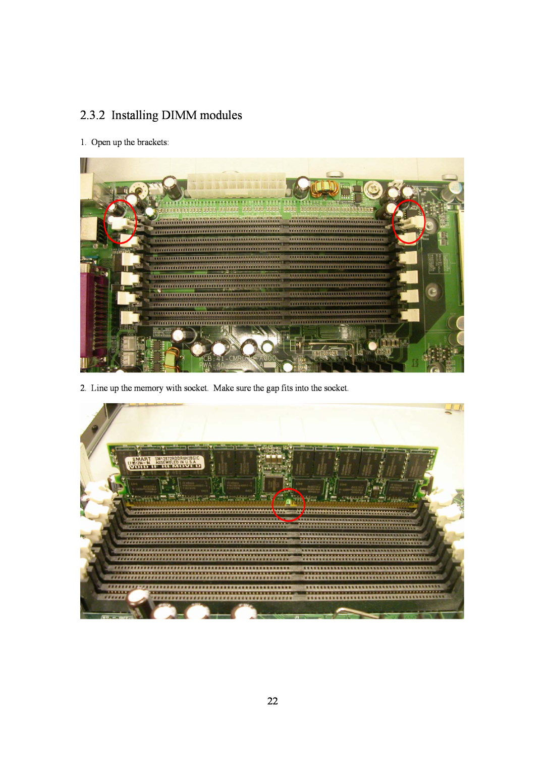 Intel LH500 user manual Installing DIMM modules, Open up the brackets 