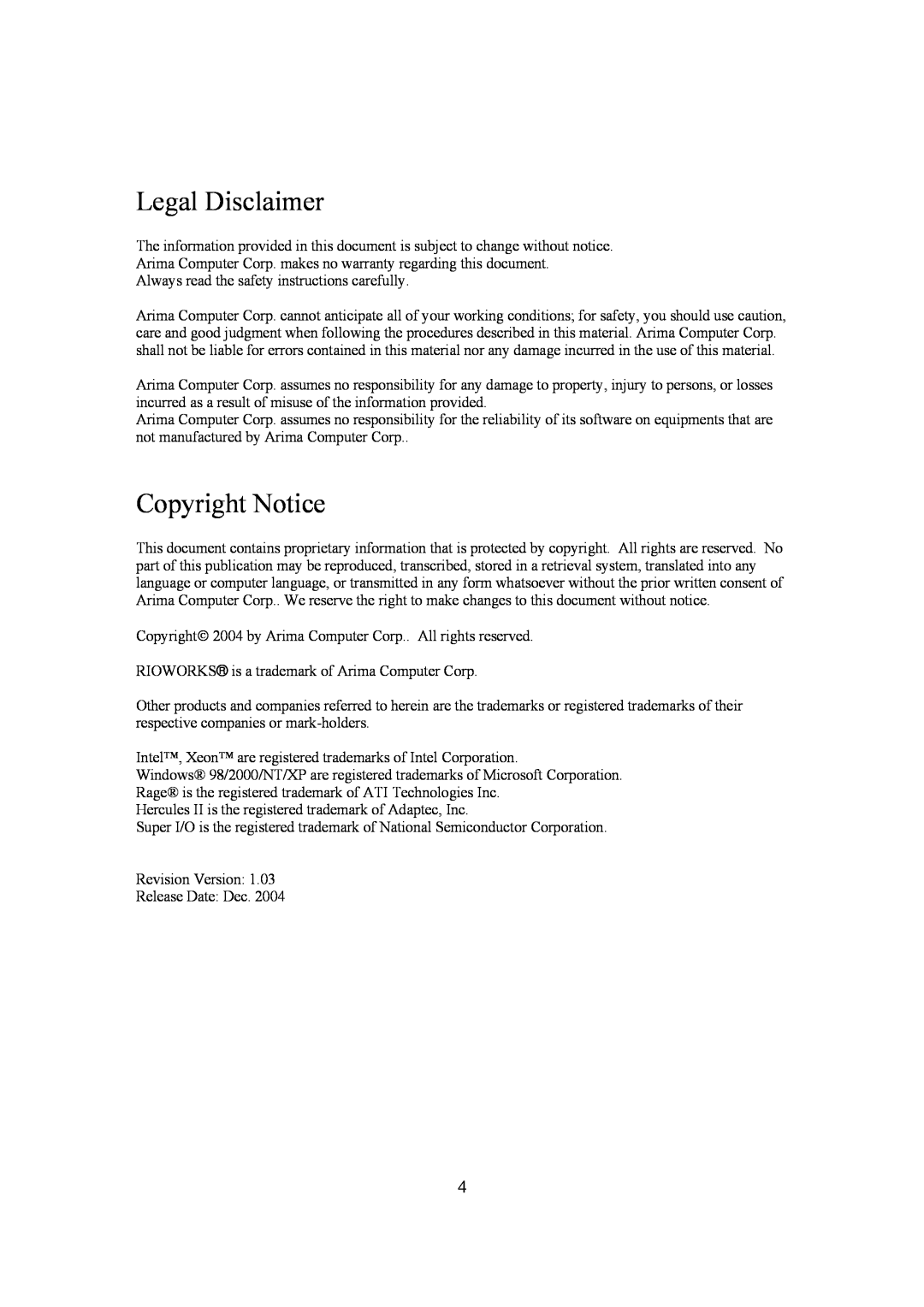 Intel LH500 user manual Legal Disclaimer, Copyright Notice 