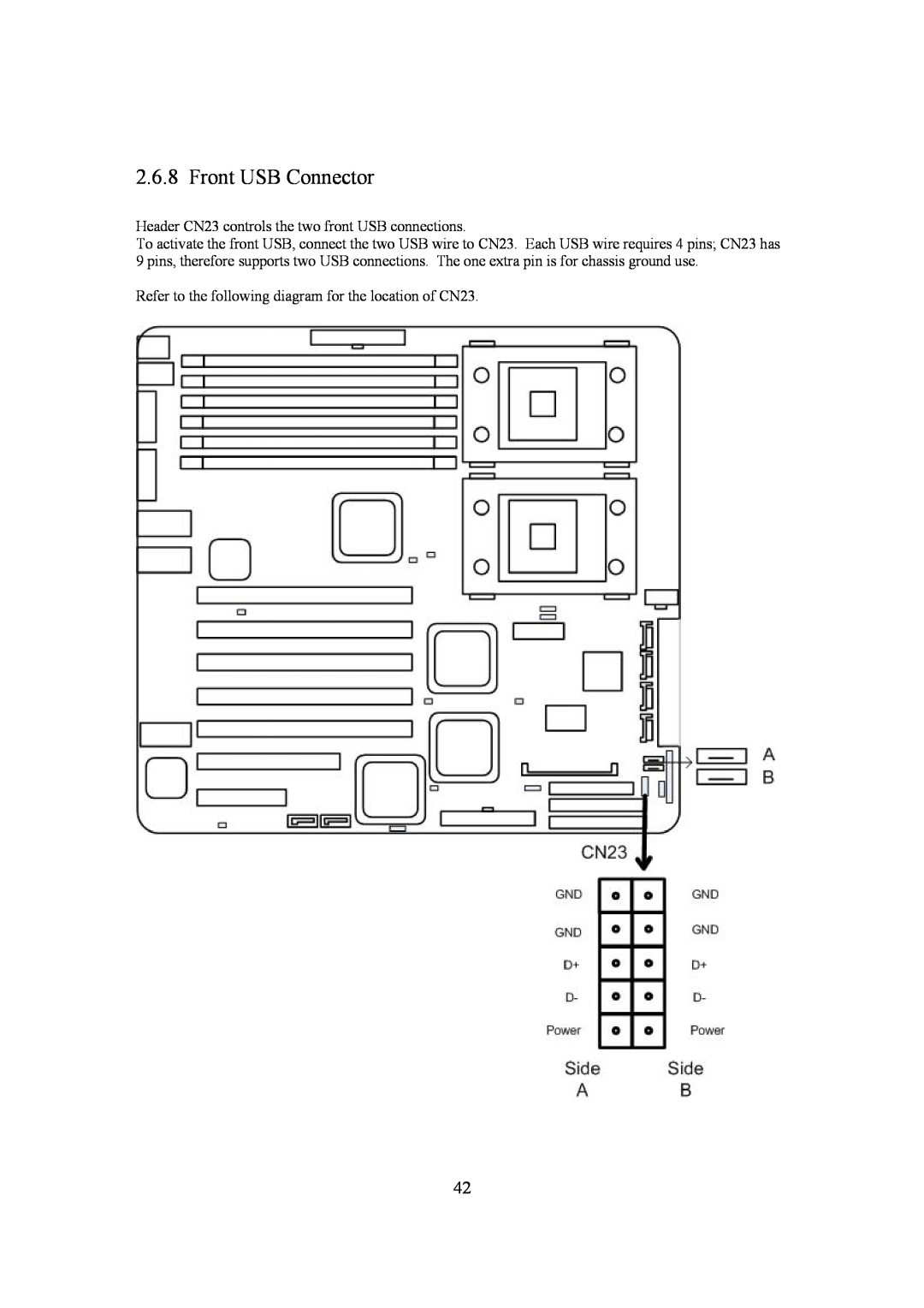 Intel LH500 user manual Front USB Connector 