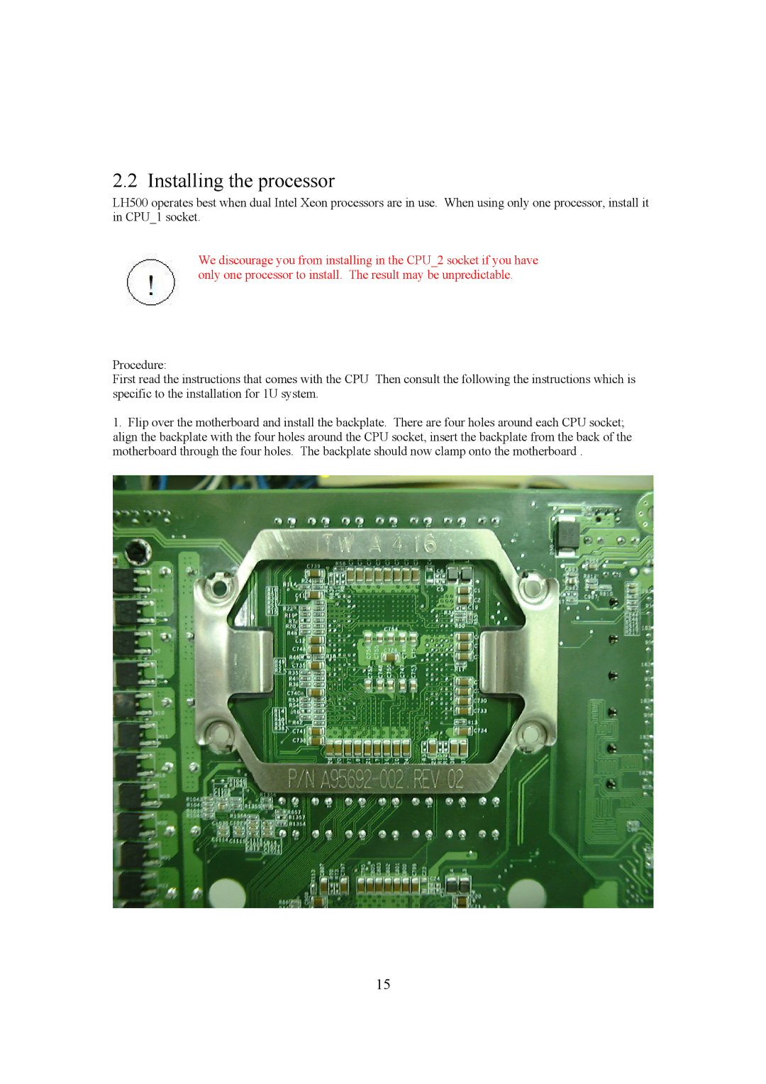 Intel LH500 user manual Installing the processor 