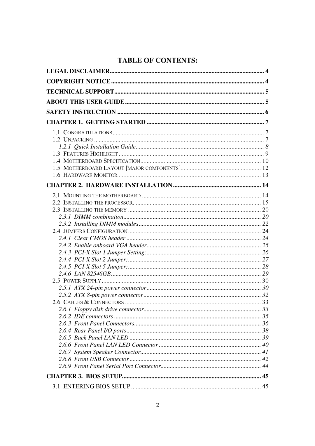 Intel LH500 user manual Table of Contents 