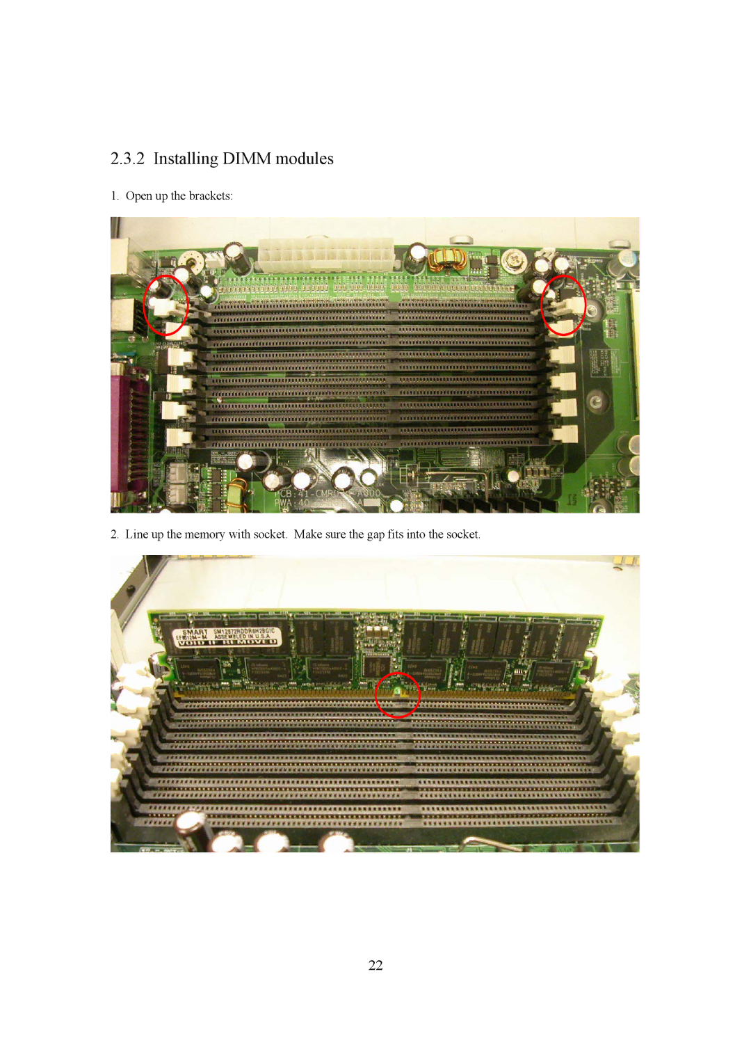 Intel LH500 user manual Installing Dimm modules 