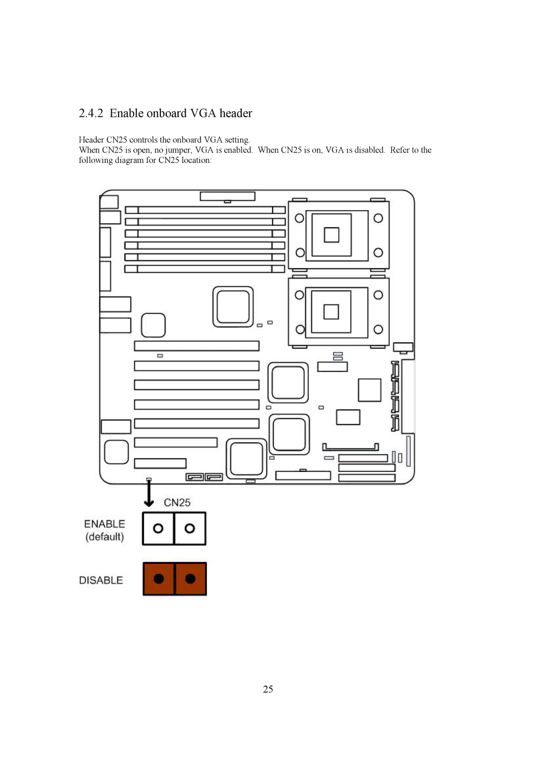 Intel LH500 user manual Enable onboard VGA header 