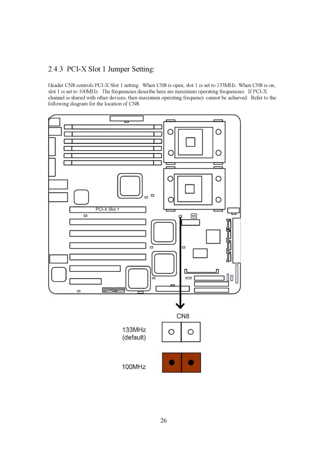 Intel LH500 user manual PCI-X Slot 1 Jumper Setting 