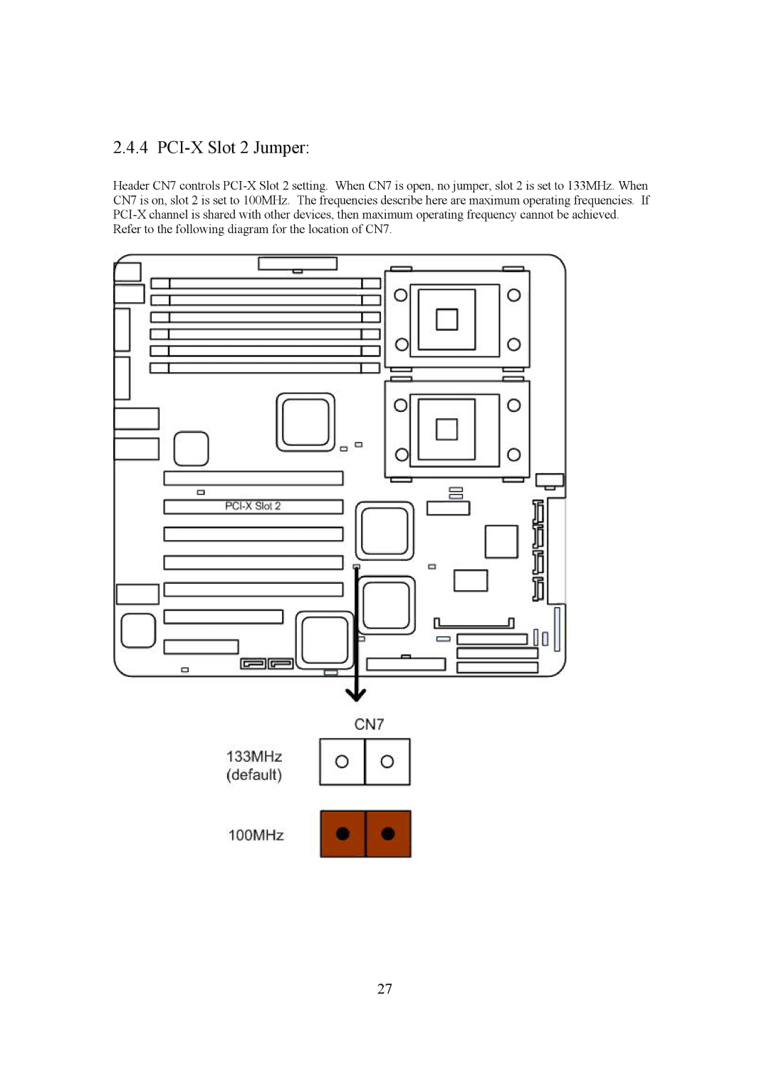 Intel LH500 user manual PCI-X Slot 2 Jumper 